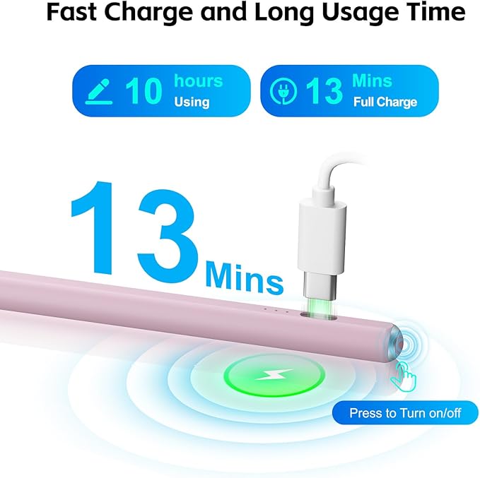 Stylus Pen for iPad 2026-2018 with 13mins Fast Charge,Tilt Sensitivity Palm Rejection Pencil for 11th (A16)/10/9/8/7/6 Gen, iPad Pro 11"/12.9"/M4/M5, iPad Air 3/4/5/M2/M3/M4