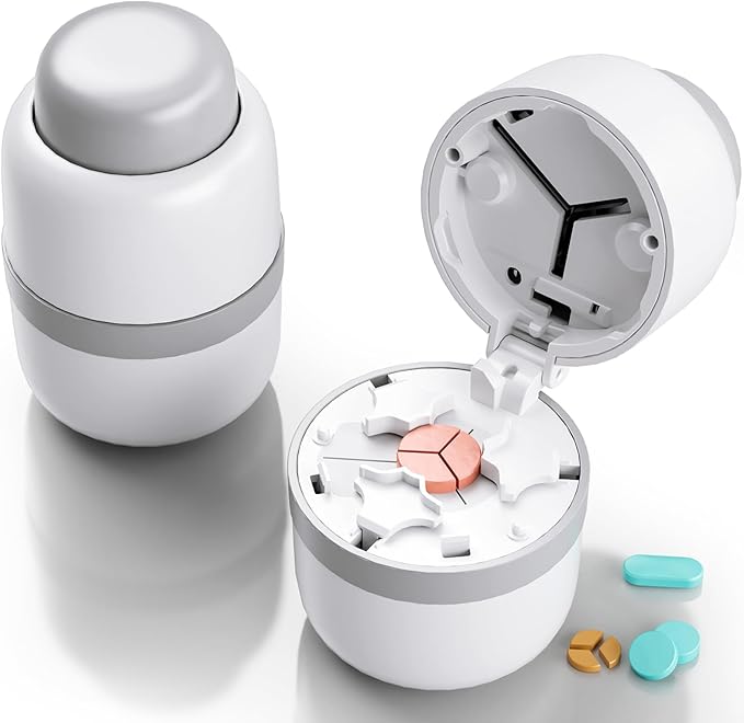 Pill Cutter - Pill Splitter for Small Pills with Stainless Steel Blade in one Third/Fourth, Suitable for Cuting Vitamins, Tablets (1-3 Grey New)