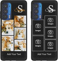 Personalized Picture Case for Motorola Moto Edge 2021 Customized Name Initials Phone Cover, Custom Multi-Picture Collage Shock-Resistant Soft Protective TPU Case, Gifts for Mother's Day, Black