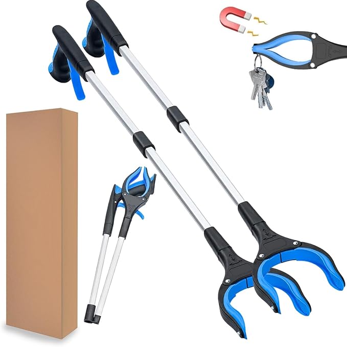 2-Pack Reacher Grabber Tool, 32" Grabbers for Elderly, Lightweight Extra Long Handy Trash Claw Grabber, Mobility Aid Reaching Assist Tool for Trash Pick Up, Nabber, Litter Picker, Arm Extension