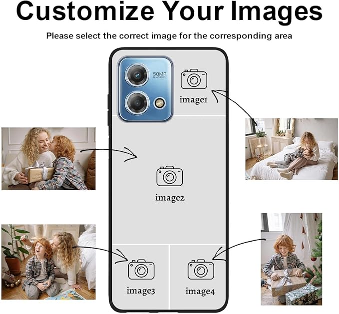 Custom Photo Case for Motorola Moto G Stylus 2023, Create Your Own Picture Collage Phone Case, Soft Drop Protection, Personalized Anti-Scratch TPU Soft Cover, Gifts for Family Friends, Black