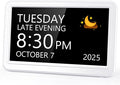 Raynic Digital Clock, 7" Digital Calendar Day Clock for Seniors, Dementia Clock with 20 Custom Alarms & Reminders,12 Themes, Auto DST, Dimmable Dementia Alzheimer's Clock for Elderly