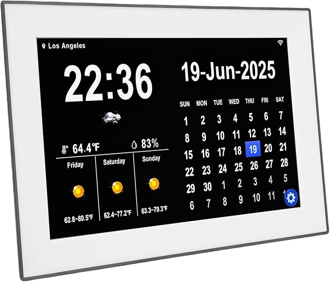 Focket Digital Clock with Date and Day, 10.1 Inch Large Display Touchscreen Calendar Clock 64 Alarms 64 Reminders, Dementia with Temperature Humidity for Elderly Seniors (US Plug)