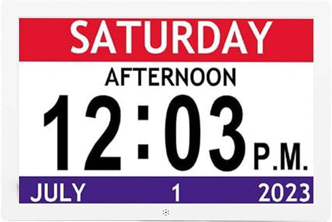 Focket Calendar Clock, 10 Inch Digital Alarm Clock, Dementia Alarm with Day and Date, 12 Reminders, Large Digital Display, Adjustable Brightness for Elderly, Home, Alzheimers
