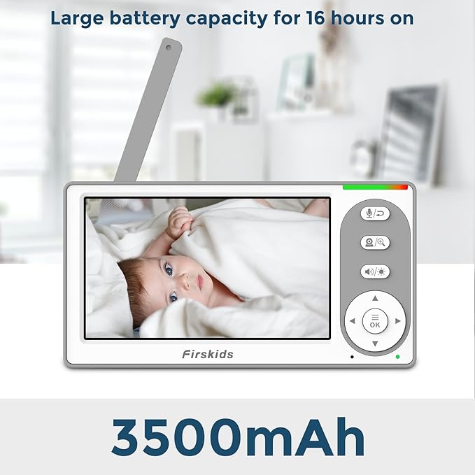 Baby Monitor - 1000ft Long Range Baby Monitor with Camera and Audio No WiFi, Built in 3500mAh Battery,Auto Night Vision, Temperature, 2-Way Talk, 8 Lullabies, 4.3'' Screen