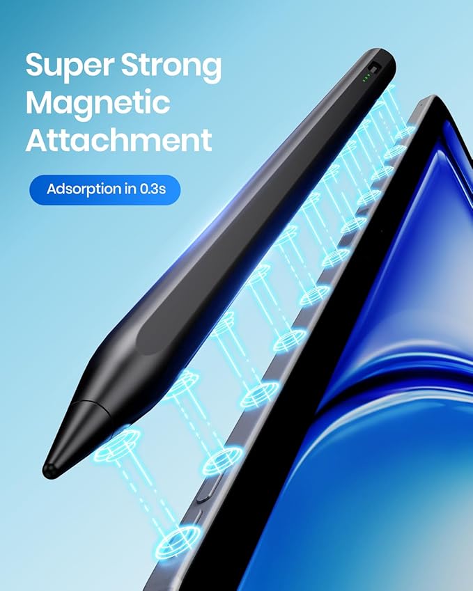 Hastraith Stylus Pen for iPad(2018-2025)-2X Faster Charge with Tilt Sensitivity & Palm Rejection for iPad 11/10/9/8/7/6th Gen, Air 7/6/5/4/3/M3/M2, Pro 13"/12.9"/11"/M4, Mini 7/6/5th, Black
