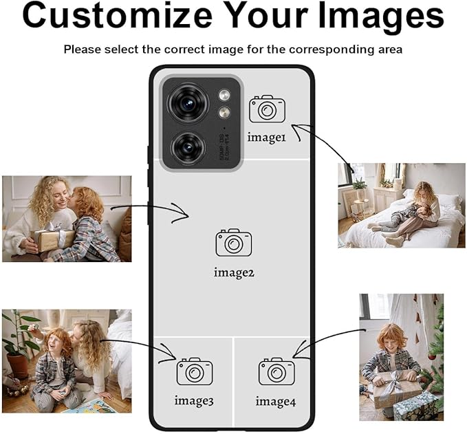 Custom Photo Case for Motorola Moto Edge 2023, Create Your Own Picture Collage Phone Case, Soft Drop Protection, Personalized Anti-Scratch TPU Soft Cover, Gifts for Family Friends, Black