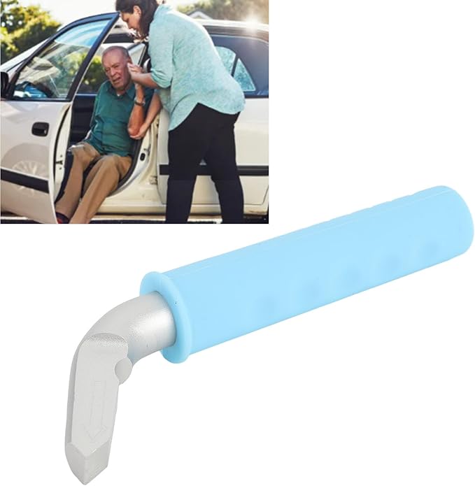 Car Door Handle Assist Bar 2Pcs Set | 500lbs Support & Ergonomic Grip | Portable Vehicle Handle for Seniors/Disabled | Secure - Grip Design (Blue)