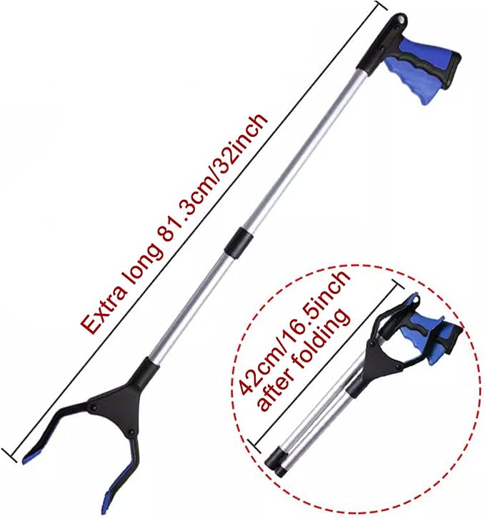 32 Inch Grabber Reache for Elderly - Mobility Aid Reaching Assist Tool - Long Reacher Grabber Pickup Tool - Heavy Duty Grabber Reacher Tool,Blue