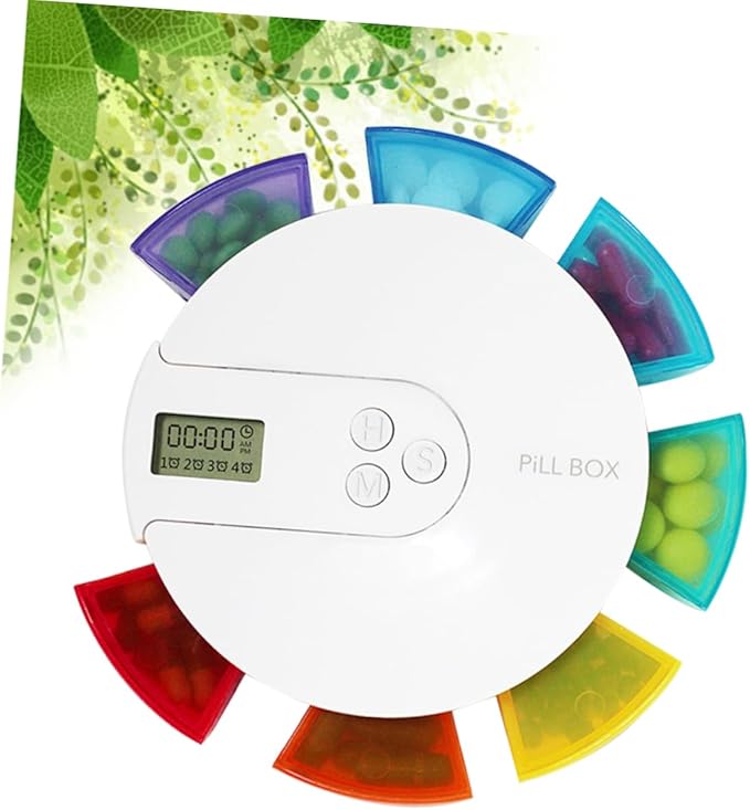 Beavorty 7-Day Weekly Pill Organizer 4 Alarms 7 Independent Compartments for Medication