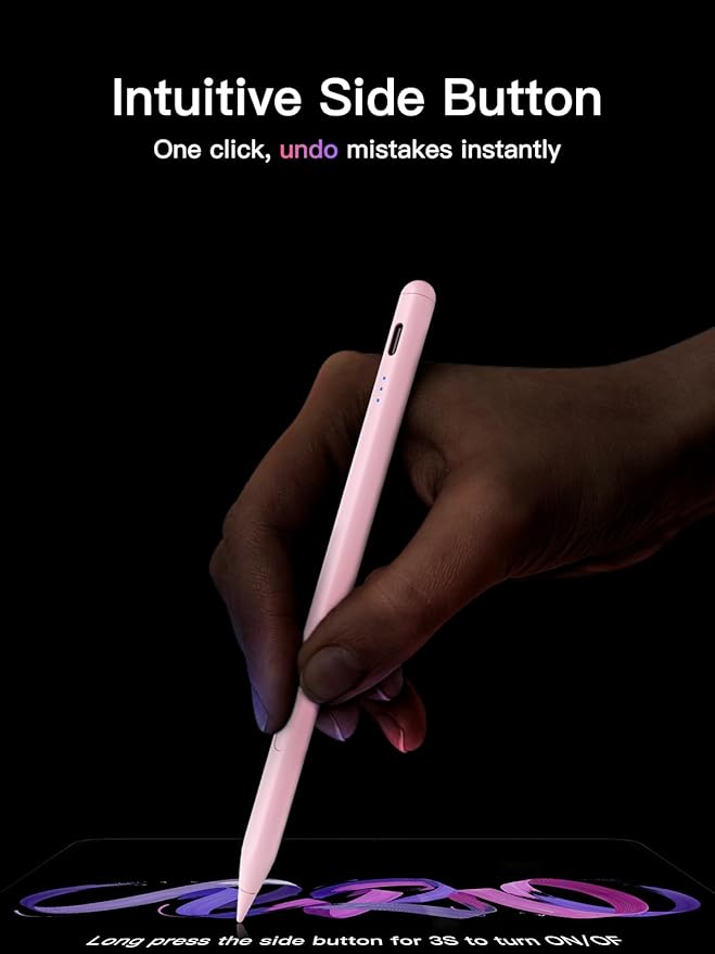 Stylus Pen for ipad 2018-2026, USB-C Fast Charging Pencil, Pixel-Perfect Tilt Sensitivity for iPad 11/10/9/8/7/6/A16, iPad mini 7/6/5, iPad Air M4/3/2 11"/13"/5/4/3, iPad Pro M5/4 13"/12.9″/11″ Pink