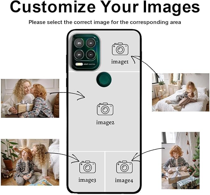 Custom Photo Case for Motorola Moto G Stylus 5G 2021, Create Your Own Picture Collage Phone Case, Soft Drop Protection, Personalized Anti-Scratch TPU Soft Cover, Gifts for Family Friends, Black