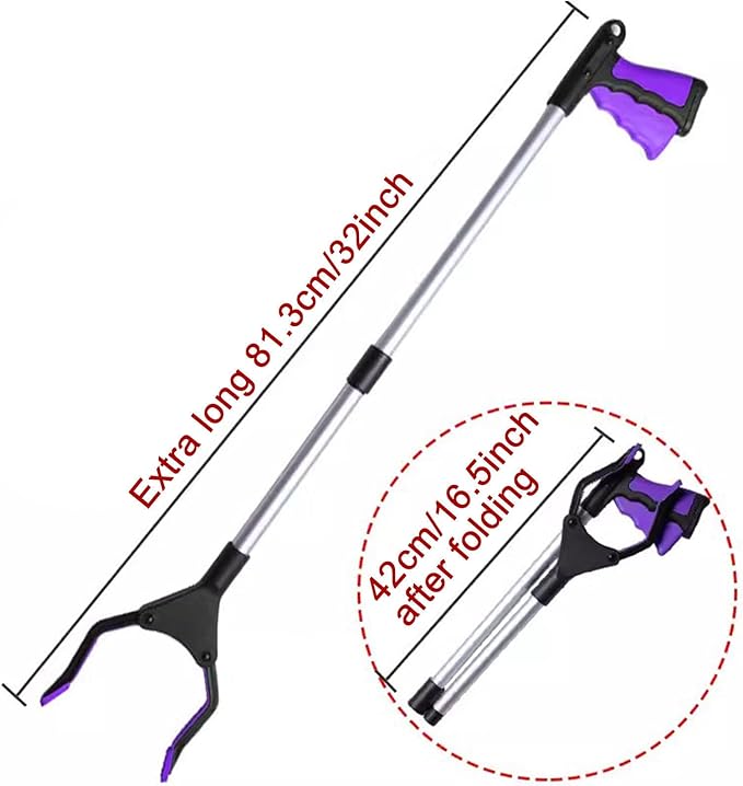 32 Inch Grabber Reache for Elderly - Mobility Aid Reaching Assist Tool - Long Reacher Grabber Pickup Tool - Heavy Duty Grabber Reacher Tool,Purple