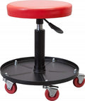 TCE Duty Rolling Pneumatic Creeper Garage/Shop Seat: Padded Adjustable Mechanic Stool with Tool Tray Storage, Red,ATRHL6201U