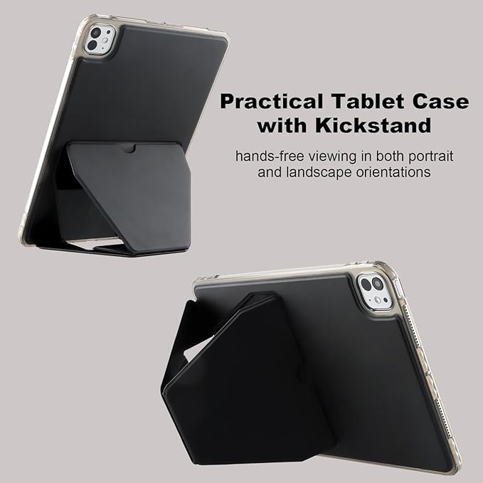 Dteck for Apple iPad Pro 11-inch (M4/M5) 2024/2025 Release Slim PU Leather Case with Stand Function, Easy to Charge Pencil, Lightweight Protective Stylish Cute Thin Tablet Back Cover Shell, Black