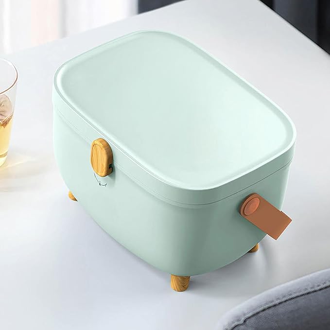 Hapivida Medicine Organizer Box, Oval Plastic Storage Box with Double Layer Compartments 280x200x180mm Large Capacity for Home Dorm Bathroom Countertops
