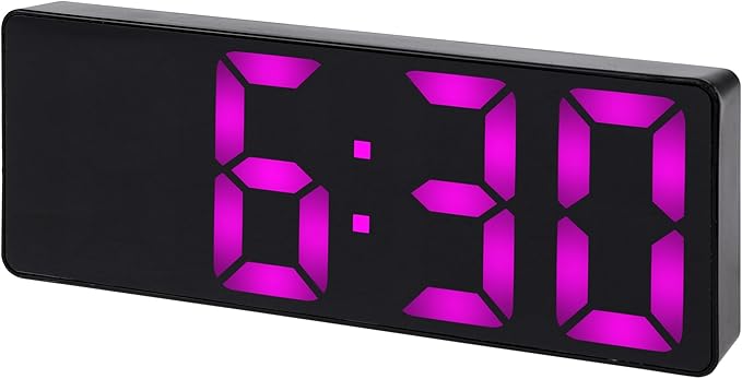 Large Digital Alarm Clock Big Numbers for Seniors & Visually Impaired, 3-Level Dimmable Brightness, Snooze, Used by Plugging for Bedroom, Office, Dorm 6.3" L x 1" W x 2.4" H Pink
