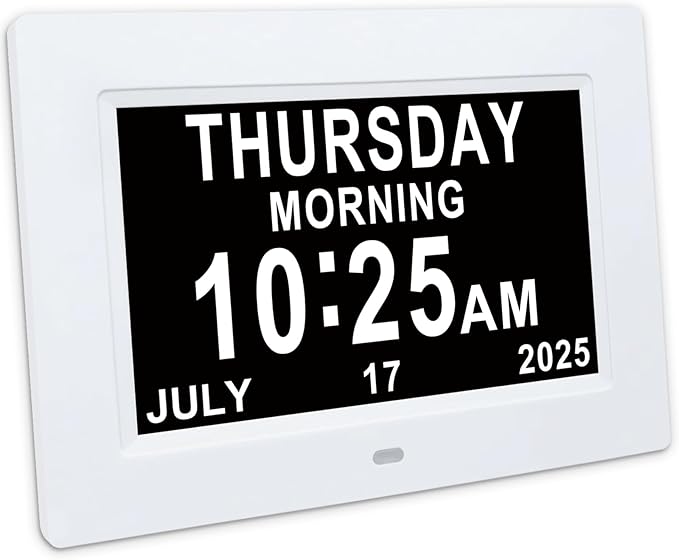Digital Dementia Clock for Seniors with Time,Date,and Month Display.Features 12 Alarm Settings and 3 Display Modes.Ideal for Seniors,Individuals with Memory Loss,or Dementia Patients.White.