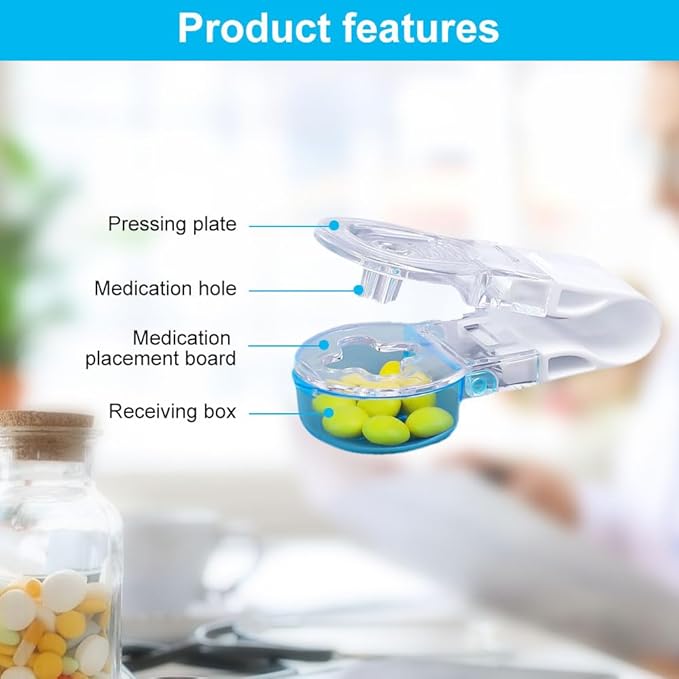 Portable Pill Taker Household Gadgets, 2024 New Portable Pill Taker, No Contact Easy to Take Out Portable Tablet Dispenser, Pill Cutter Splitter for The Elderly, Disabled, Arthritis Etc. (2)