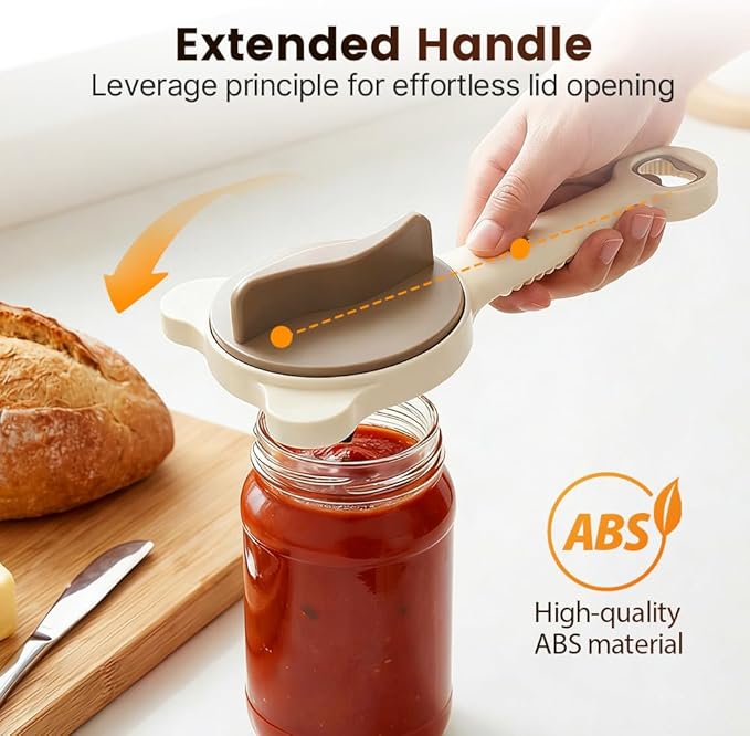 2026 New 4-in-1 Jar Opener - Adjustable Stainless Steel Lid Remover for Seniors & Arthritis Sufferers, Fits Kitchen Jars, Bottles & Cans (2PCS)