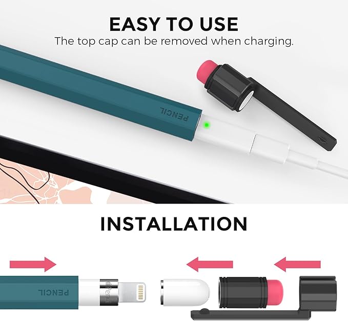 TRONWIN Apple Pencil 1st Generation Case, Silicone Pencil Sleeve Cover Perfect Grip Skin Classic Design with Sturdy Clip Compatible with Apple Pencil 1st gen for ipad (Deep Green)