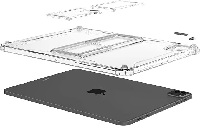 Dteck for Apple iPad Pro 13 inch (M4/M5) 2024/2025 Release Slim Clear Case with Kickstand/Pencil Holder Slot, Shockproof Reinforced Corners, Lightweight Protective Thin Tablet Back Cover, Transparent