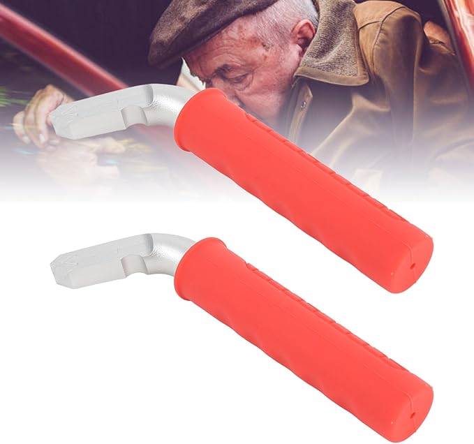 2PCS Car Door Assist Handles, Non Slip Silicone Grip Automotive Grab Support Bar, Ergonomic Portable Handle for Seniors and Mobility Assistance with Aluminum Alloy Frame for Most (Red)