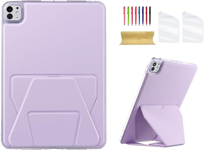 Dteck for Apple iPad Pro 11-inch (M4/M5) 2024/2025 Release Slim PU Leather Case with Stand Function, Easy to Charge Pencil, Lightweight Protective Stylish Cute Thin Tablet Back Cover Shell, Purple