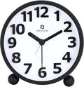 Lafocuse Metal Large 3D Numerals Easy to Read Analog Alarm Clock for Heavy Sleepers with Night Light and Snooze Function, Silent Black Bedside Clock for Bedroom Desk Shelf Table, 4 Inch