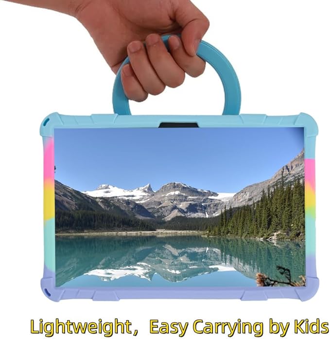 Silicone Tablet Case 360 Rotating Stand/Handle and Shoulder Strap Stylus Pen Soft Cover Compatible with COLORROOM/TUOHAITIME/JIKOCXN/WXUNJA C5 11 inch Lightblue