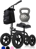 Vive Mobility All Terrain Knee Scooter Walker for Foot Injuries - Adult Broken Leg Crutch Cart Roller for Surgery, Broken Foot, Ankle Injury - Kneeling Rolling Steerable Seated Wheel Scooter Aid