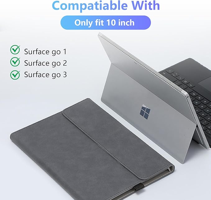 Protective Case for 10-inch Microsoft Surface Go 3/2/1, Multiple Angle Viewing, Slim Lightweight Cover, Stylus Holder, Light Heat Dissation, Compatible with Type Cover Keyboard, Grey