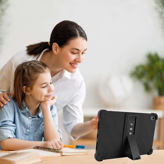 Case for onn. 11" Tablet Pro (2024 Model) - Soft Slim Lightweight Protective Silicone Stand Cover Case + 1 Random Color Stylus (Black)