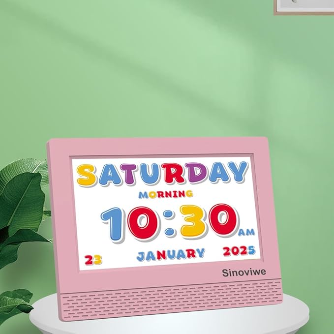 Digital Alarm Clock with 7'' HD Screen, Calendar Function,It is Perfect for Kids Aged 3-18 Years Old with Remote Control and Custom Reminder Function for Birthdays