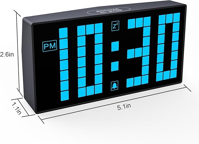 KWANWA Digital Alarm Clock with Auto-Dimmable LED Display, Weekend Alarm Mode, Battery Backup, DST Switch, 12/24H Format – Small Bedroom Clock for Desk, Nightstand, Kids, Seniors