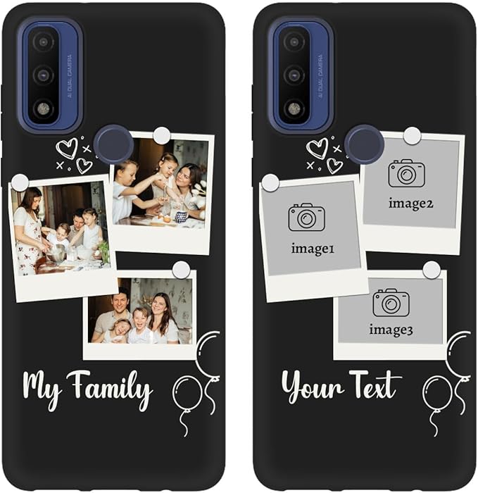 Styletify Custom Multi Photos Case for Motorola Moto G Pure - 6.5 inch, Personalized Gift for Men Women, Customized Collage Text Picture Phone Cover, Soft Rubber Shockproof Protective Case, Black