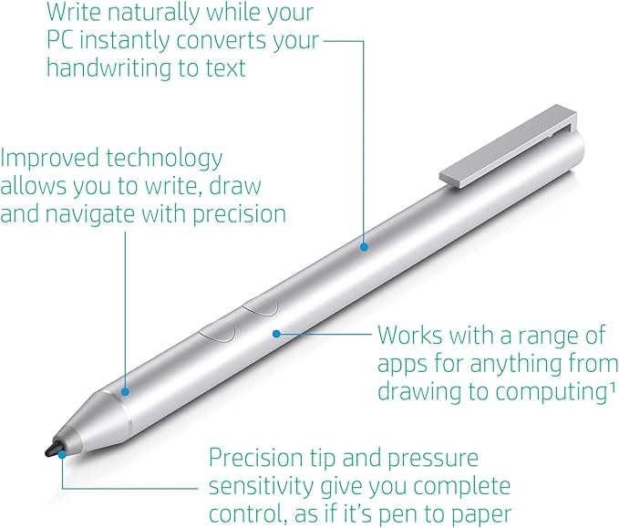 Genuine Digital Stylus Pen for HP Envy/Spectre 2-in-1 Series Laptops, Support MPP with Pressure Sensitivity, Compatible HP Active Pen 1MR94AA/905512-001, Silver