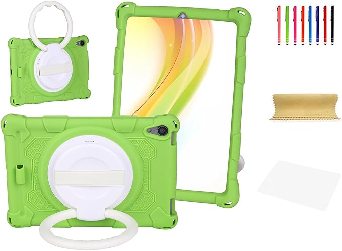 Dteck for iPad mini A17 Pro/iPad mini 6th Generation Back Cover 8.3" 2024/2021 Release, Durable Lightweight Silicone Case with Rotate Kickstand/Handle, Shoulder Strap/Screen Protector Included, Green