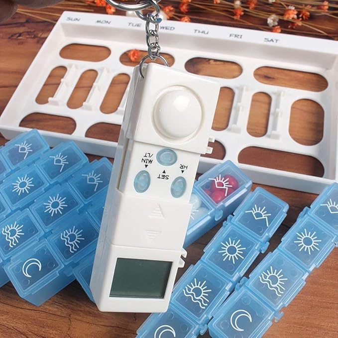 7 Day Weekly Digital Pill Organizer Pill Planner Pill Box Medicine Case w/4 Timer Alarm Reminder for Medications Pills Supplements Vitamins