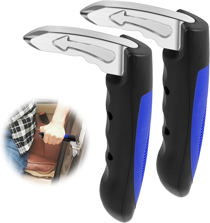 2 Pcs Car Assist Handle for Elderly, Multifunction Car Door Handle Assist, Vehicle Support Handles Seatbelt Cutter Portable Automotive Car Handle Assist Car Emergency Tool for Handicap (Blue)