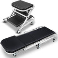 Foldable Rolling 2-in-1 Z Creeper & Seat, 36" Low-Profile Roller Mechanics Under Car Chair 330 LBS Weight Capacity Garage Roller Creeper with 6 Swivel Casters
