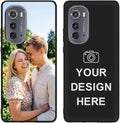 Custom Phone Case for Motorola Moto Edge 2022, Design Your Personalized Photo Logo Name Phone Cover, Slim Soft TPU Lightweight Silicone Black Case, Customized Gift for Birthday Christmas