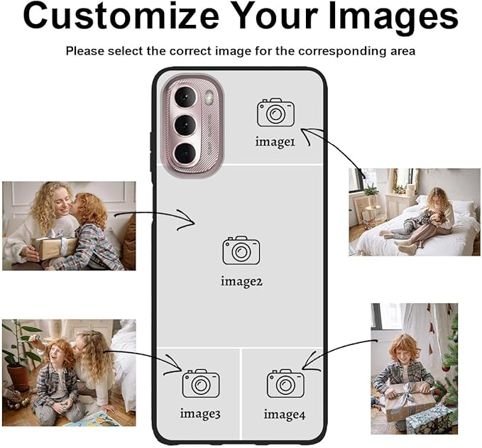 Custom Photo Case for Motorola Moto G Stylus 5G 2022, Create Your Own Picture Collage Phone Case, Soft Drop Protection, Personalized Anti-Scratch TPU Soft Cover, Gifts for Family Friends, Black