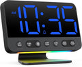 Digital Alarm Clock with Large Numbers for Bedrooms: Bold Display Readable Across The Room with 5 Level Brightness - 5 Alarm Sounds 8 Night Lights for Kids Seniors Teens - Blue