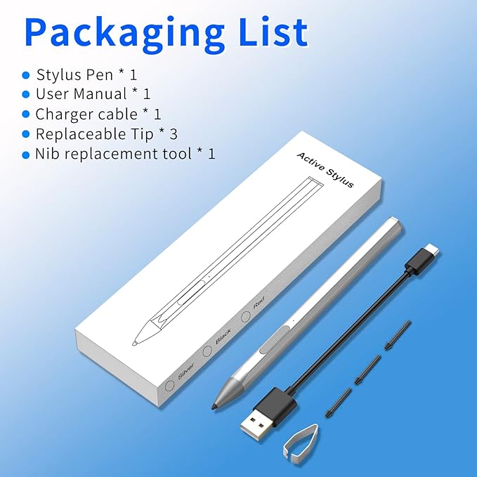 Stylus Pen for ASUS Transformer/Mini/ASUS Zenbook Flip/Pro/ASUS Vivobook Flip/Pro/Duo/ASUS Notebook, Rechargeable MPP 2.0 Tilt Active Pen with 4096 Pressure Sensitivity, Palm Rejection,Silver