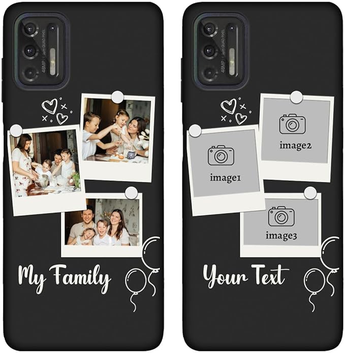 Custom Multi Photos Case for Motorola Moto G Stylus 2021-6.8 inch, Personalized Gift for Men Women, Customized Collage Text Picture Phone Cover, Soft Rubber Shockproof Protective Case, Black