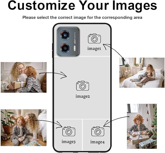 Custom Photo Case for Motorola Moto G 5G 2023, Create Your Own Picture Collage Phone Case, Soft Drop Protection, Personalized Anti-Scratch TPU Soft Cover, Gifts for Family Friends, Black