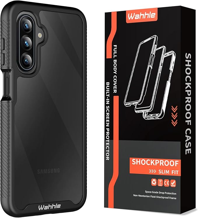 wahhle Compatible with Samsung Galaxy A17 5G Case, Built in Screen Protector Full Body Shockproof Slim Fit Bumper Protective Phone Cover for A17 4G/5G Men Women-Black/Clear