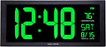 AcuRite 76101M Oversized LED Clock with Indoor Temperature, Date and Fold-Out Stand, 18", Green