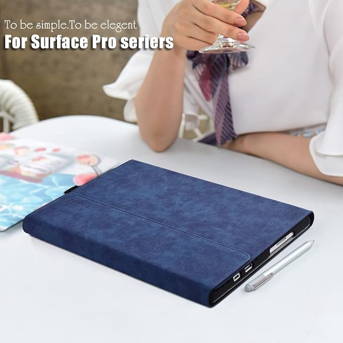 Case for Surface Pro 7 Plus/Pro 7 / Pro 6 / Pro 5 / Pro 4 with Stylus Holder, Multiple Angle Polyester Slim Lightweight Cover, Compatible with Type Cover Keyboard